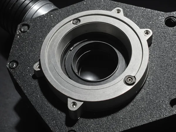 Die-cast aluminum part under inspection showing porosity voids revealed by angled lighting